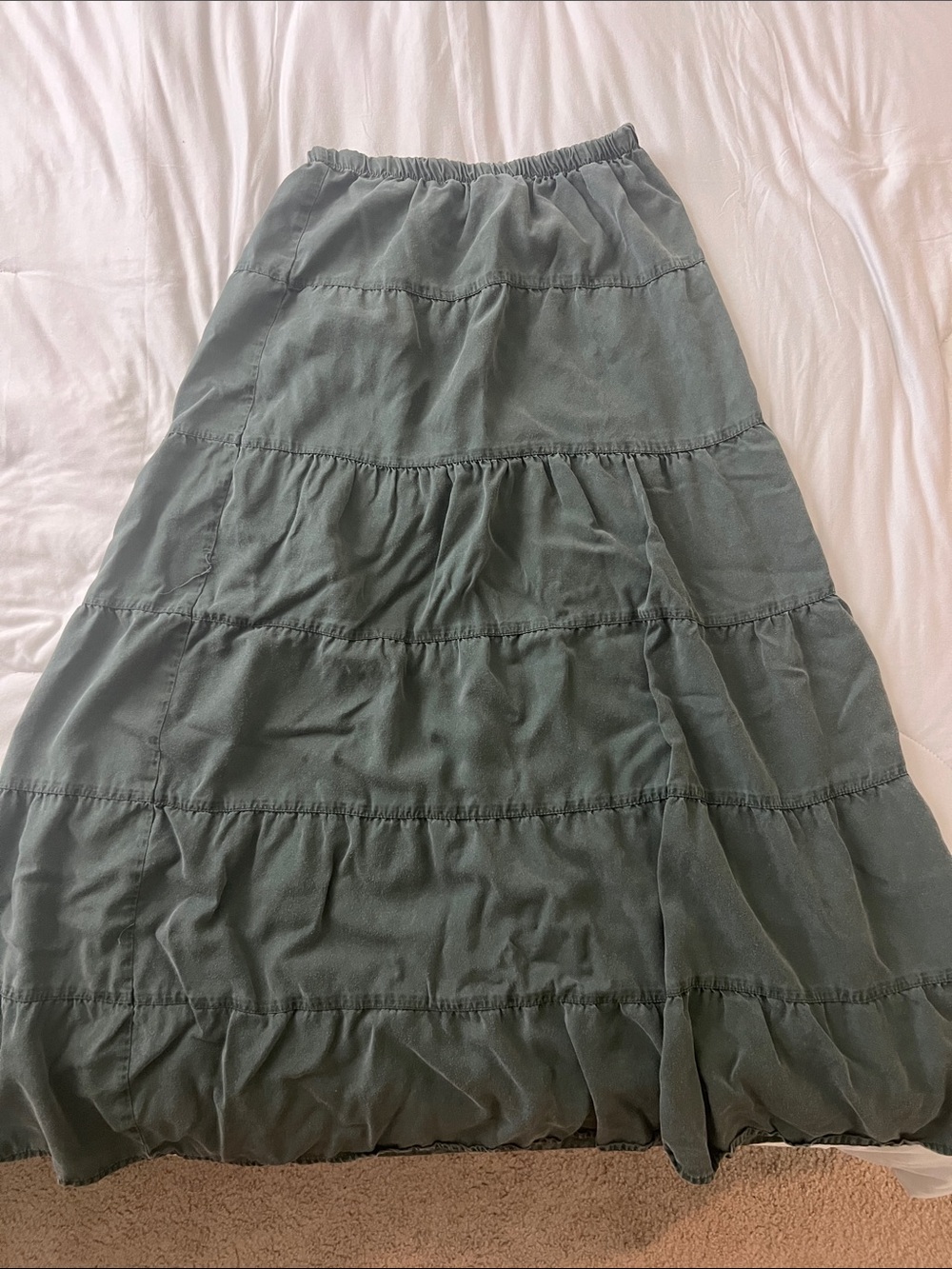 Tiered Maxi Skirt in Dusty Green
